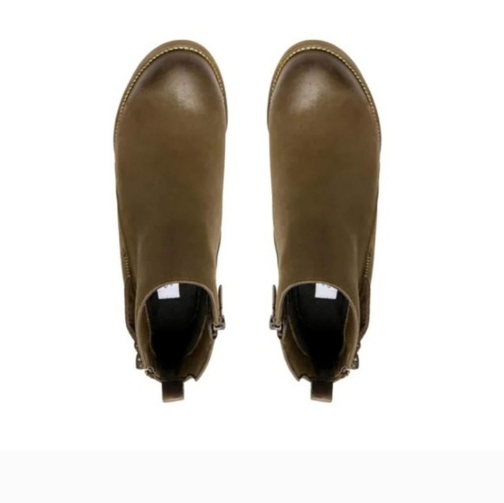 Aqua College Khaki Green Waterproof Heeled Ankle Booties - Picture 3 of 6
